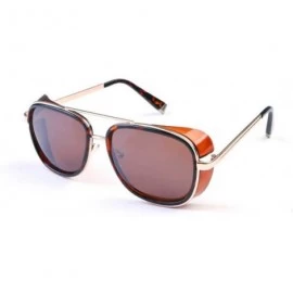 Oversized Sunglasses Men Coating Retro Sun Glasses - Leopard Brown - CJ194OM6YUQ $47.35