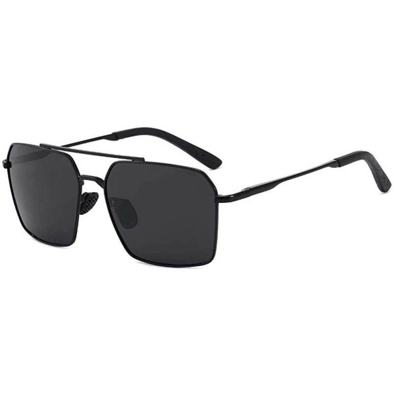 Square Polarized sunglasses driving fishing glasses - Black Frame Gray - C2190MYNG87 $35.30