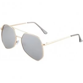 Aviator Color Mirror Wide Bridge Geometrical Aviator Sunglasses - Grey Gold - C4190OEG7YC $26.65