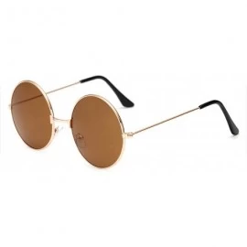 Round Vintage Round Gold Sunglasses Female Male Black Mirror Eyewear Sun Glasses Women Men Er UV400 - Gold Brown - CZ199C0G7R...