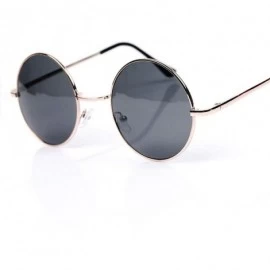 Round Vintage Round Gold Sunglasses Female Male Black Mirror Eyewear Sun Glasses Women Men Er UV400 - Gold Brown - CZ199C0G7R...