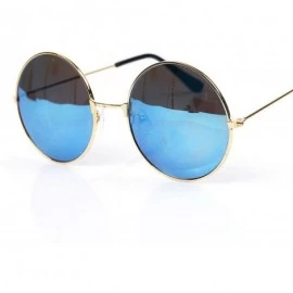 Round Vintage Round Gold Sunglasses Female Male Black Mirror Eyewear Sun Glasses Women Men Er UV400 - Gold Brown - CZ199C0G7R...