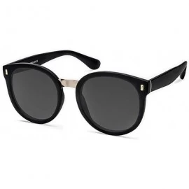 Oval Polarized Vintage Round Sunglasses for Women/Men Classic Retro Designer Style - Matte Black - CX18SZKXOEO $17.82