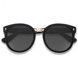 Oval Polarized Vintage Round Sunglasses for Women/Men Classic Retro Designer Style - Matte Black - CX18SZKXOEO $17.82
