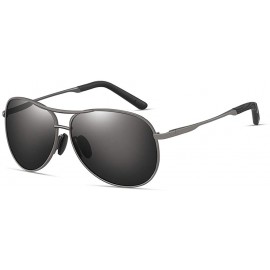 Sport Polarized Aviator Sunglasses for Men Women-Metal Frame UV400 Protection - Gun/Black - CD18WEKYULK $35.18