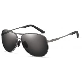 Sport Polarized Aviator Sunglasses for Men Women-Metal Frame UV400 Protection - Gun/Black - CD18WEKYULK $13.99