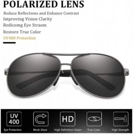 Sport Polarized Aviator Sunglasses for Men Women-Metal Frame UV400 Protection - Gun/Black - CD18WEKYULK $13.99