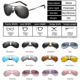 Sport Polarized Aviator Sunglasses for Men Women-Metal Frame UV400 Protection - Gun/Black - CD18WEKYULK $35.18