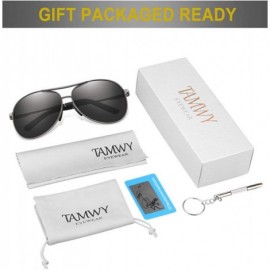 Sport Polarized Aviator Sunglasses for Men Women-Metal Frame UV400 Protection - Gun/Black - CD18WEKYULK $13.99