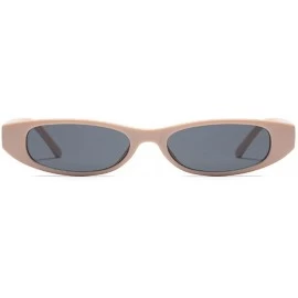 Goggle Vintage Small Sunglasses Fashion Narrow Oval Frame eyewea for neutral - Khaki - C918DTMIICT $8.17