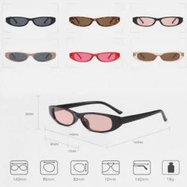 Goggle Vintage Small Sunglasses Fashion Narrow Oval Frame eyewea for neutral - Khaki - C918DTMIICT $8.17
