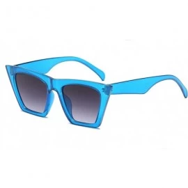 Square Fashion Square Cat Eye Sunglasses Women Vintage Small Cateye Trendy Sunglasses - Blue - C6199ZMU9TH $9.06