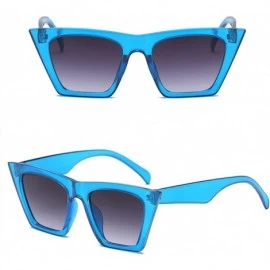 Square Fashion Square Cat Eye Sunglasses Women Vintage Small Cateye Trendy Sunglasses - Blue - C6199ZMU9TH $9.06