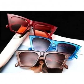 Square Fashion Square Cat Eye Sunglasses Women Vintage Small Cateye Trendy Sunglasses - Blue - C6199ZMU9TH $9.06