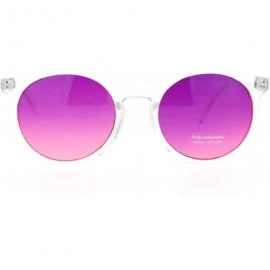 Round Clear Frame Sunglasses Round Keyhole Retro Fashion Color Gradient Lens - Clear - CH188OQLK8K $8.33