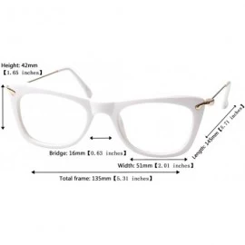 Cat Eye Womens Fashion Designer Cat Eye Eyeglasses Frames with Metal Arms - White - CY12GAAY8JH $8.90