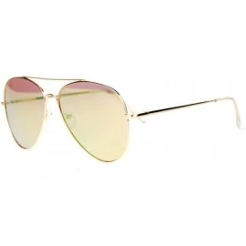 Aviator Womens Flat Aviator Sunglasses Gold Spring Hinge Metal Frame Pink Mirror Lens - C4188NZR2Y0 $11.27