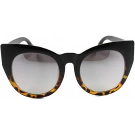 Cat Eye Cat Eye Rounded Large Oversized Mirrored Lenses Women Large Sunglasses - Black & Tortoise & Gray - CD18T288RU4 $23.43