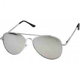 Aviator Classic Metal Frame Spring Hinges Color Mirror Lens Aviator Sunglasses 56mm - Silver / Silver Mirror - C612K05AIVV $2...