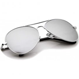 Aviator Classic Metal Frame Spring Hinges Color Mirror Lens Aviator Sunglasses 56mm - Silver / Silver Mirror - C612K05AIVV $1...