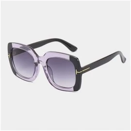 Square Oversized Square Sunglasses for Women Vintage Big Frame Sun Glasses Female T Legs Eyewear - C7 Purple Gray - CL1986SAQ...