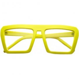 Sport Fashion Frame Flat Top Blaster Frame Horn Rimmed Style Eyewear Clear Lens Glasses (Yellow) - C111VHIHJEL $12.89
