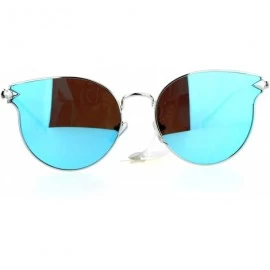 Wayfarer Mirrored Mirror Flat Lens Metal Horn Rim Hipster Sunglasses - Silver Blue - CB12IS30CWD $22.25