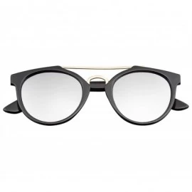 Oval Vintage Inspired Dapper Cross Bar Flash Mirror Lens Sunglasses - Silver - CJ11PFIVDN7 $8.68