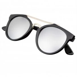 Oval Vintage Inspired Dapper Cross Bar Flash Mirror Lens Sunglasses - Silver - CJ11PFIVDN7 $8.68