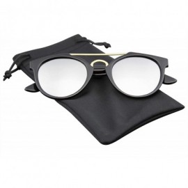 Oval Vintage Inspired Dapper Cross Bar Flash Mirror Lens Sunglasses - Silver - CJ11PFIVDN7 $8.68