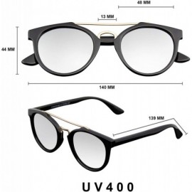 Oval Vintage Inspired Dapper Cross Bar Flash Mirror Lens Sunglasses - Silver - CJ11PFIVDN7 $8.68