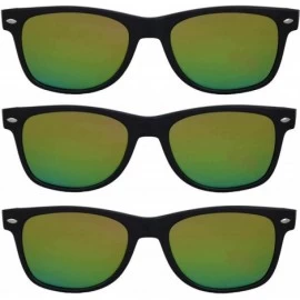 Sport Women's Men's Sunglasses Flat Mirrored Reflective Colored Lens - Flat_3_pairs_fire - CF186AGSHKD $19.11