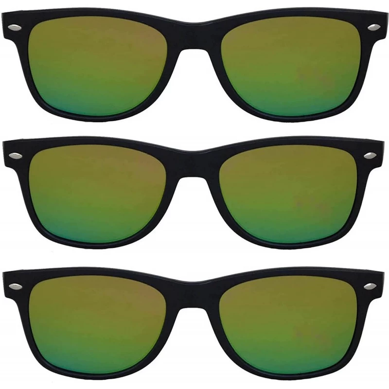 Sport Women's Men's Sunglasses Flat Mirrored Reflective Colored Lens - Flat_3_pairs_fire - CF186AGSHKD $8.90