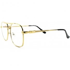 Square Old School Retro Style Hip Hop Mens Womens Nerdy Lens Square Glasses - Gold - C41892ZGW6E $15.21