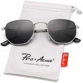 Square Small Polarized Sunglasses for Women Square Metal Frame Hexagonal Flat Lenses Sun Glasses - CN194RCIW5U $16.86