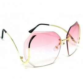 Square Womens XL Oversized Rimless Butterfly Luxury Sunglasses - Gold Metallic Frame - CS18UX0M8DW $21.57