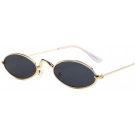 Oval Classic Metal Small Glasses Designer Brand Trend Sunglasses Women Sexy Adult Eyeglasses - Gold-black - CF197A2YYAR $31.74