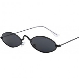 Oval Classic Metal Small Glasses Designer Brand Trend Sunglasses Women Sexy Adult Eyeglasses - Gold-black - CF197A2YYAR $31.74