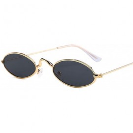 Oval Classic Metal Small Glasses Designer Brand Trend Sunglasses Women Sexy Adult Eyeglasses - Gold-black - CF197A2YYAR $31.74
