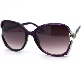 Butterfly Womens Leopard Jewel Emblem Hinge Butterfly Sunglasses - Purple Silver Burgundy - CM196WH6L2X $13.93