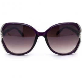 Butterfly Womens Leopard Jewel Emblem Hinge Butterfly Sunglasses - Purple Silver Burgundy - CM196WH6L2X $13.93