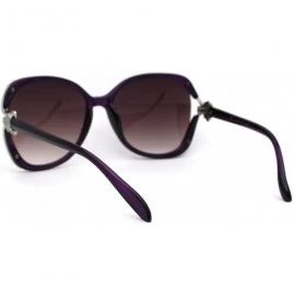 Butterfly Womens Leopard Jewel Emblem Hinge Butterfly Sunglasses - Purple Silver Burgundy - CM196WH6L2X $13.93