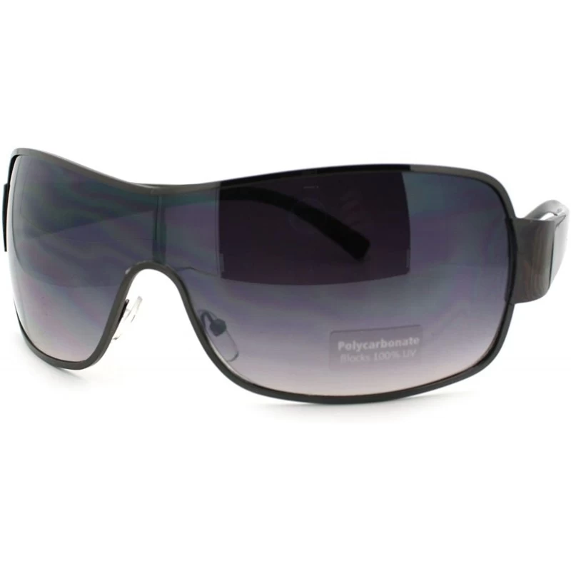 Shield Mens Oversized Rectangular Shield Designer Fashion Warp Sunglasses - Gunmetal Smoke - C111M3L0ZMT $11.62