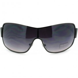 Shield Mens Oversized Rectangular Shield Designer Fashion Warp Sunglasses - Gunmetal Smoke - C111M3L0ZMT $22.99