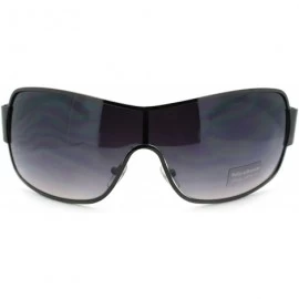 Shield Mens Oversized Rectangular Shield Designer Fashion Warp Sunglasses - Gunmetal Smoke - C111M3L0ZMT $11.62