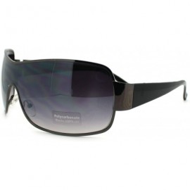 Shield Mens Oversized Rectangular Shield Designer Fashion Warp Sunglasses - Gunmetal Smoke - C111M3L0ZMT $11.62