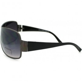 Shield Mens Oversized Rectangular Shield Designer Fashion Warp Sunglasses - Gunmetal Smoke - C111M3L0ZMT $22.99