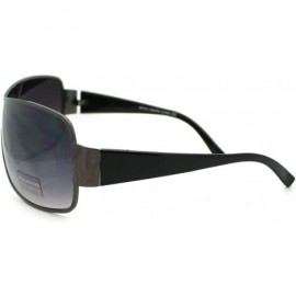 Shield Mens Oversized Rectangular Shield Designer Fashion Warp Sunglasses - Gunmetal Smoke - C111M3L0ZMT $11.62