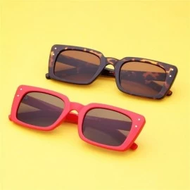 Goggle Retro Vintage Square Women Sunglasses Small Plastic Frame with Rivet - Red Frame/Grey Lens With Rivets - CX18XTWR8TS $...