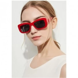 Goggle Retro Vintage Square Women Sunglasses Small Plastic Frame with Rivet - Red Frame/Grey Lens With Rivets - CX18XTWR8TS $...